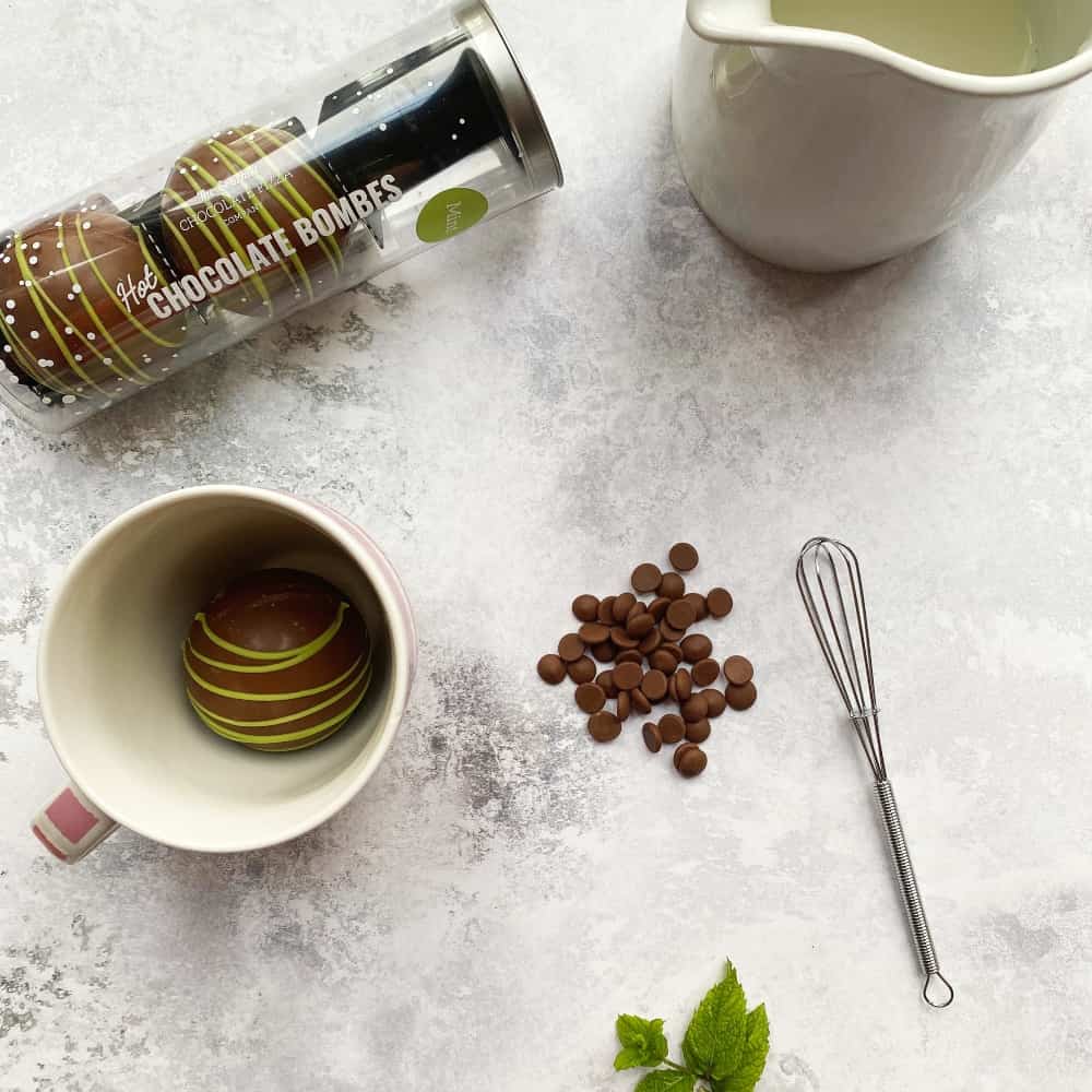 Our Mint Hot Chocolate Bombes fit into your favourite mug perfectly.